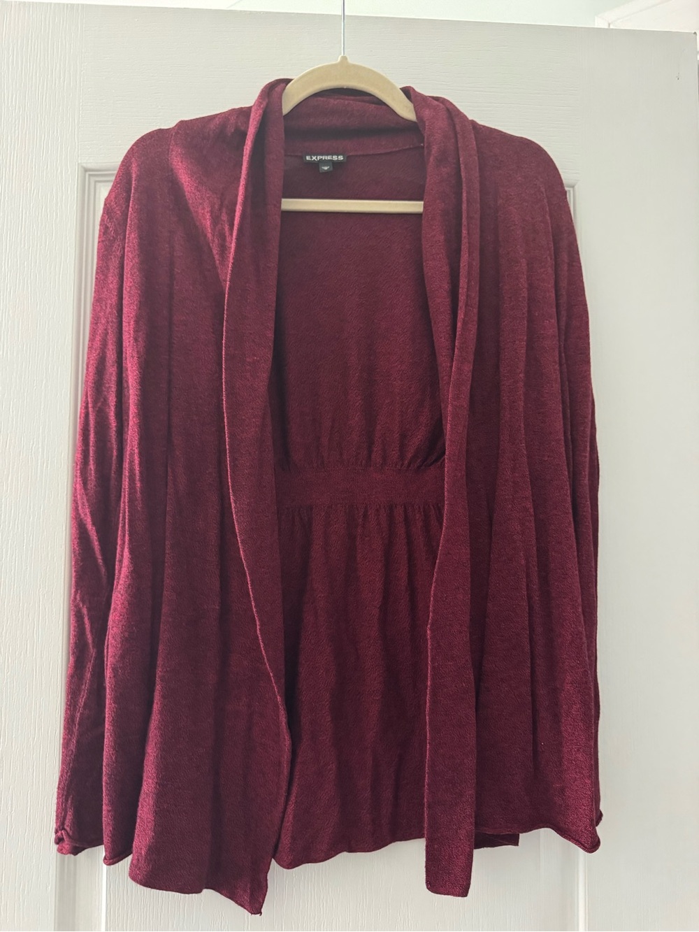 Express Wine-Red Open Cardigan